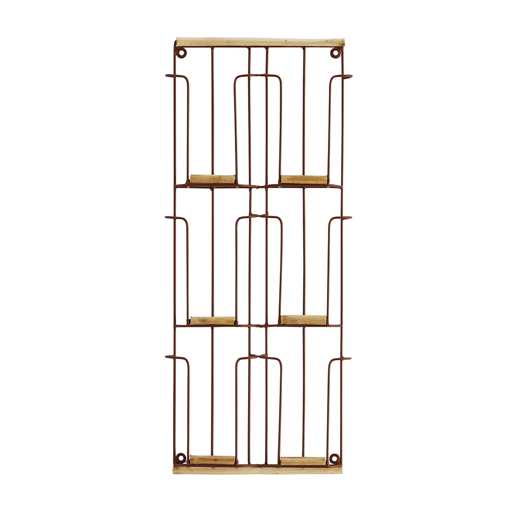 Porte cartes postales en bois – Rouille – 6 cartes - Madam Stoltz - Vu de face sur fond blanc