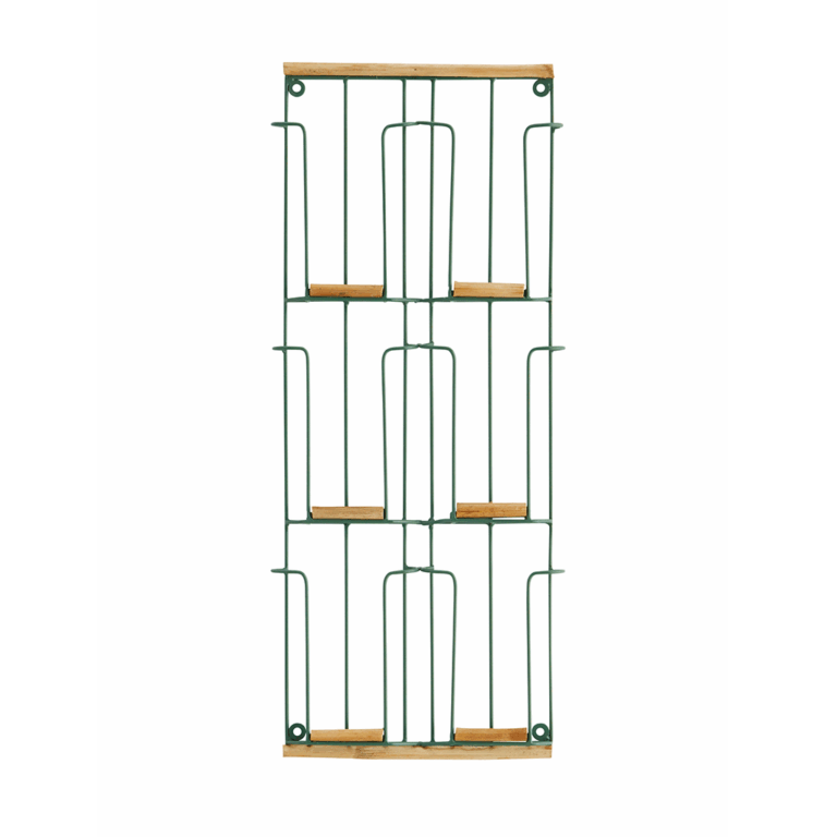 Porte cartes postales en bois – Vert – 6 cartes - Madam Stoltz - Vu de face sur fond blanc