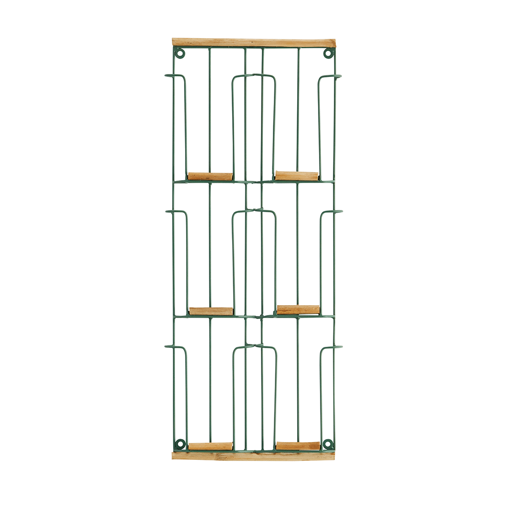 Porte cartes postales en bois – Vert – 6 cartes - Madam Stoltz - Vu de face sur fond blanc