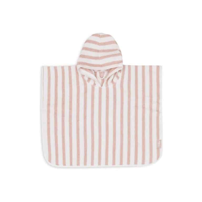 Poncho de bain éponge rayé - Rose - Jollein Little Marmaille, magasin de vêtements enfants Vannes