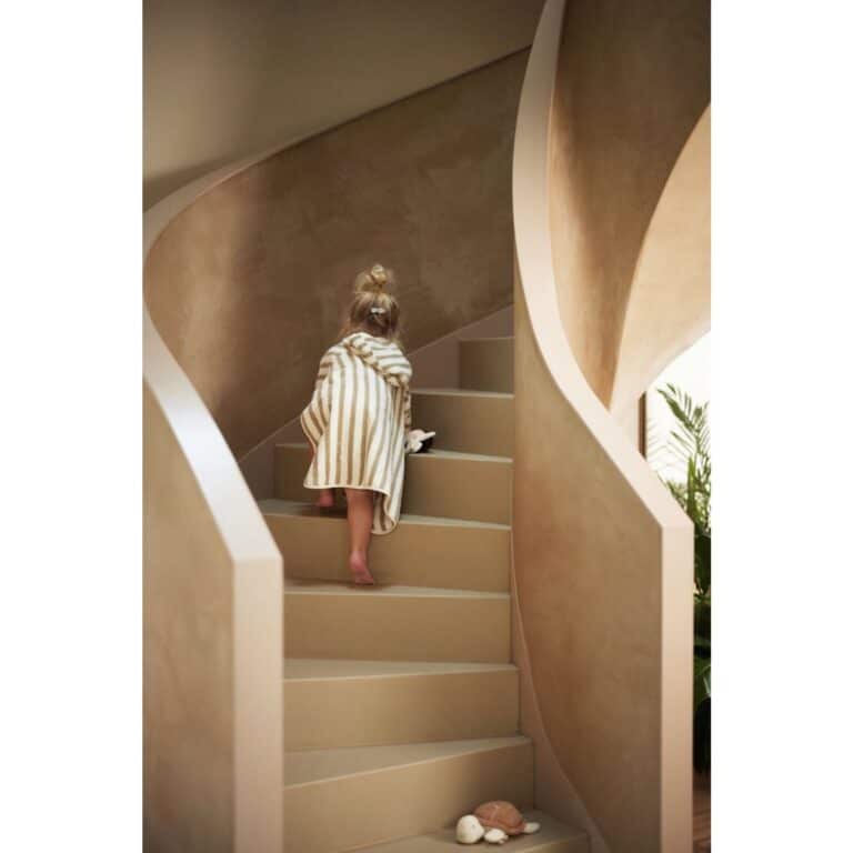 Poncho de bain éponge rayé - Rose - Jollein Little Marmaille, magasin de vêtements enfants Vannes