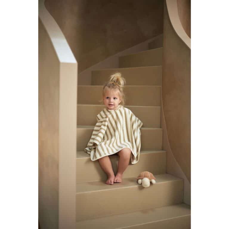 Poncho de bain éponge rayé - Rose - Jollein Little Marmaille, magasin de vêtements enfants Vannes