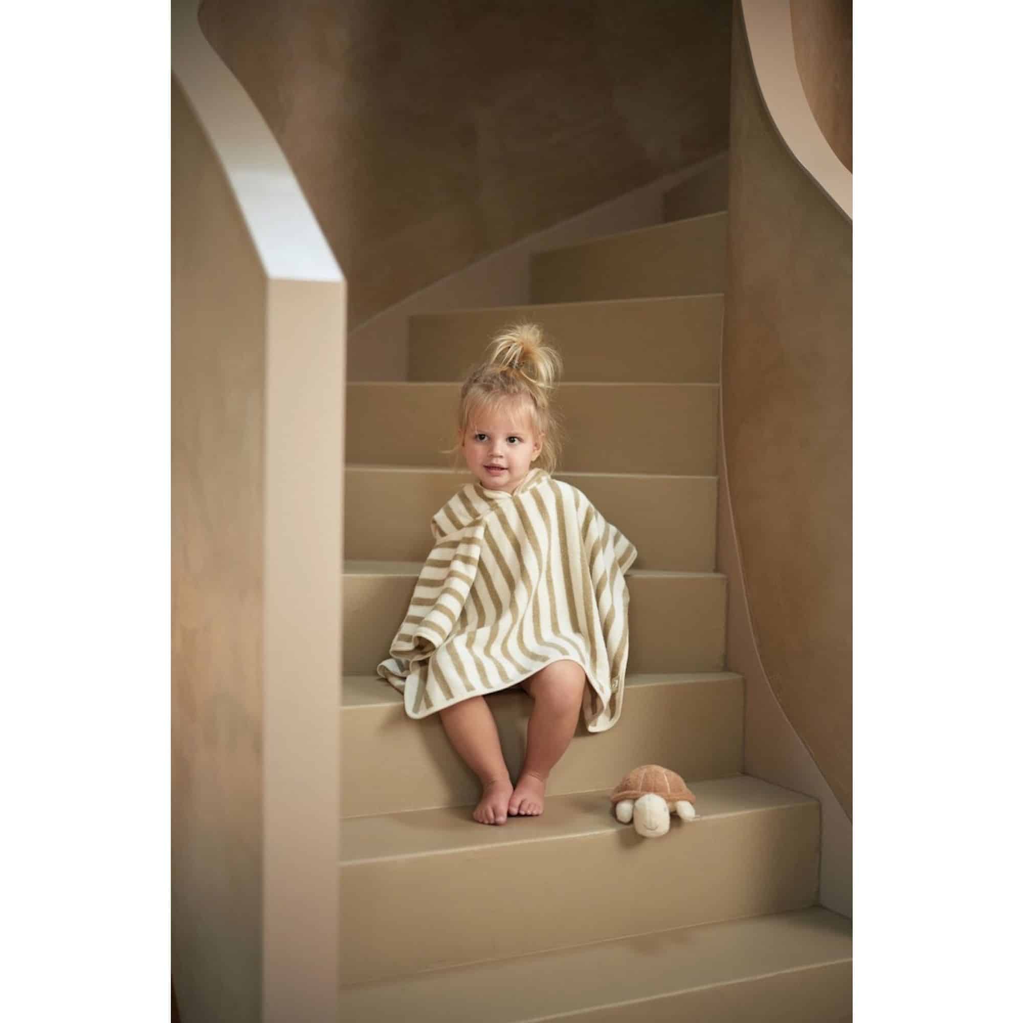 Poncho de bain éponge rayé - Rose - Jollein Little Marmaille, magasin de vêtements enfants Vannes