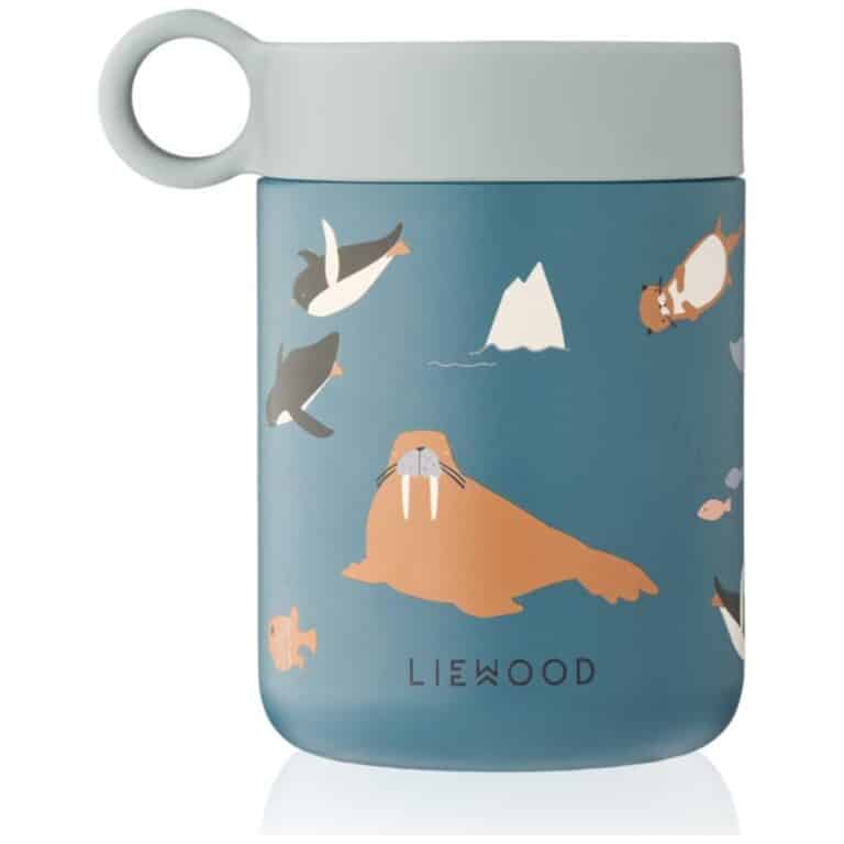 Pot isotherme bébé Kiani Arctic Sea Liewood – pot alimentaire 350 ml double paroi acier inoxydable avec couvercle étanche et poignée, Little Marmaille magasin de jouets Noël 2025 idées cadeaux enfants Vannes Lorient
