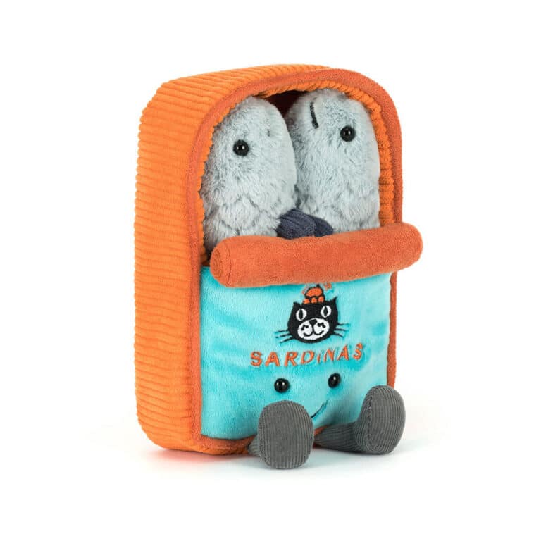 Doudou boîte de sardines Amuseables - Jellycat, vue de face sur fond blanc