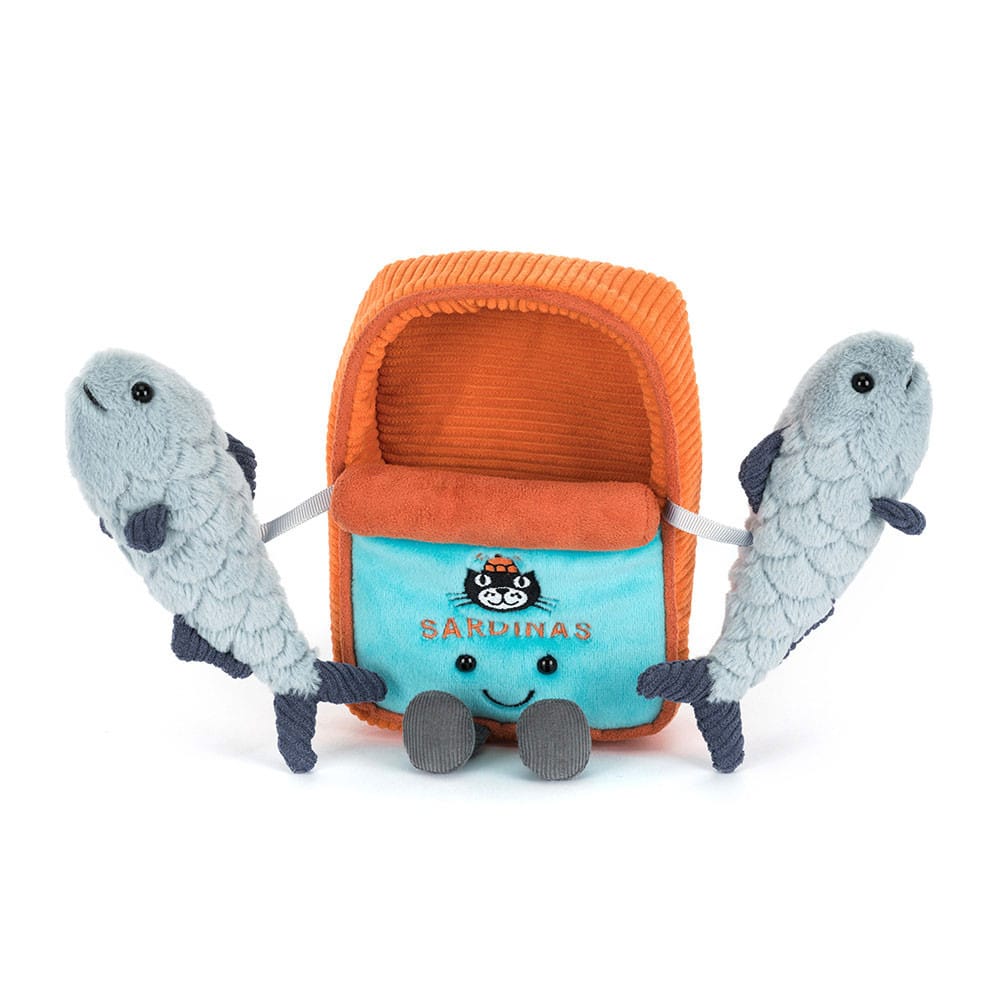 Doudou boîte de sardines Amuseables - Jellycat, vue de face sur fond blanc