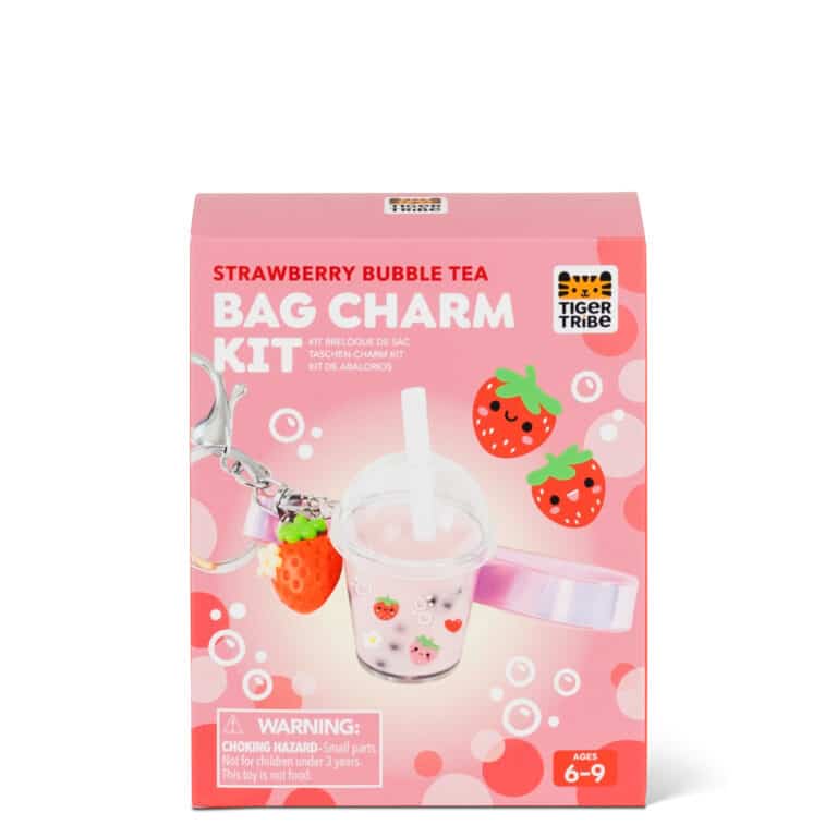 Kit créatif porte-clés charm bubble tea -Tiger tribe, vue du paquet de face sur fond blanc