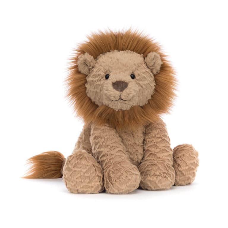 Doudou Lion Fuddlewuddle – Jellycat - Vu de face sur fond blanc