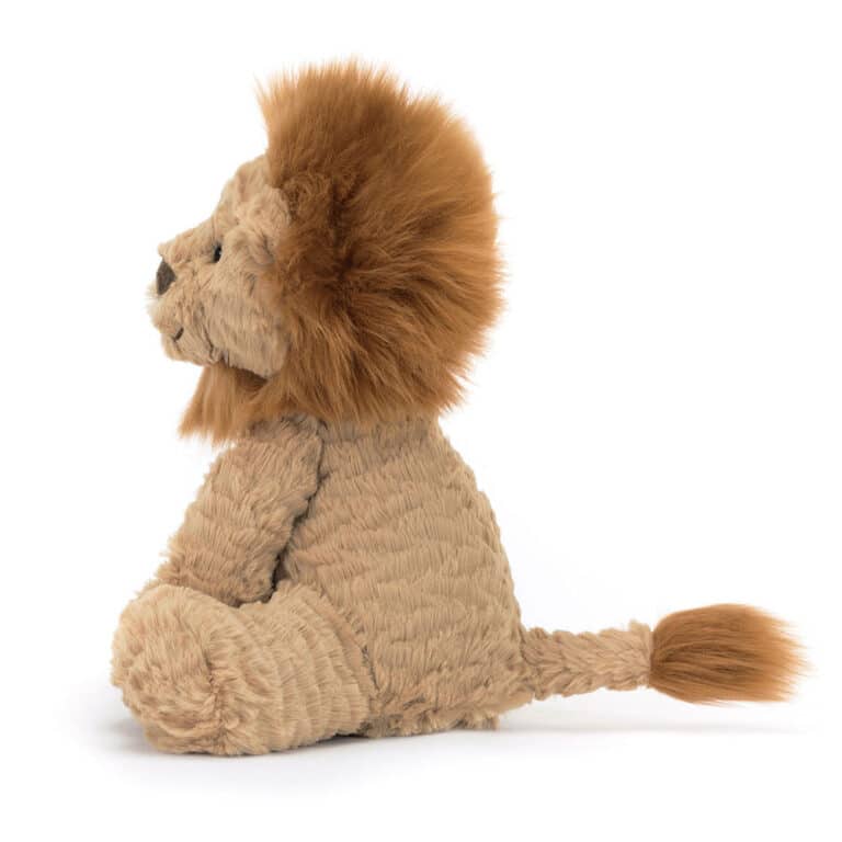 Doudou Lion Fuddlewuddle – Jellycat - Vu de côté sur fond blanc