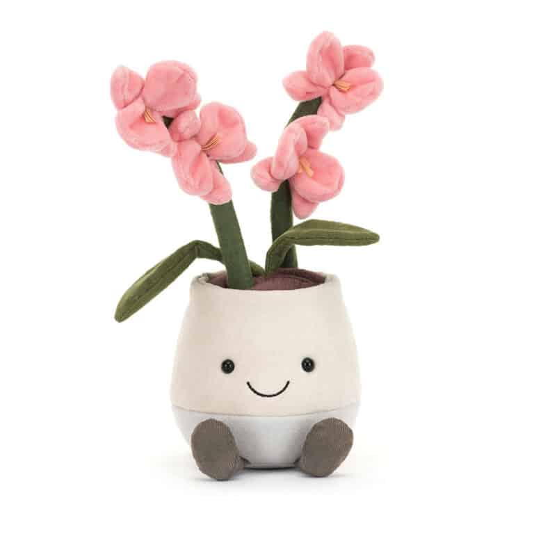 Peluche Amuseable – Plante orchidée rose – Jellycat - Vue de face sur fond blanc