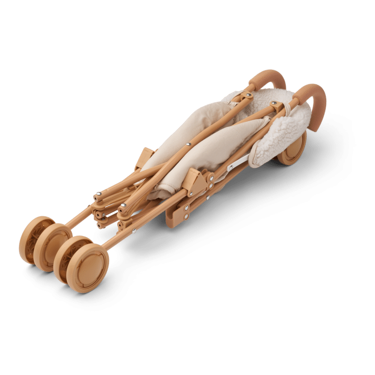 Poussette pour Poupée Elsie Sherpa – Liewood - Vue de face, pliée sur fond blanc