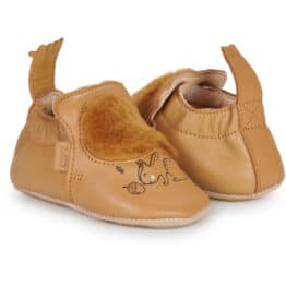 Chaussons Blublu écureuil - Camel - Easy Peasy, vue de côté sur fond blanc