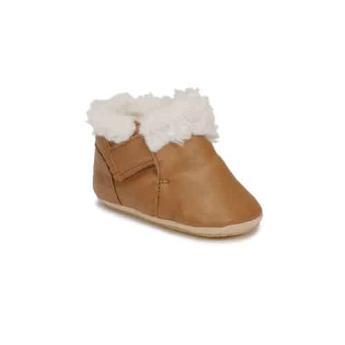 Chaussons Foublu - Camel - Easy Peasy, vue de côté d'un chausson sur fond blanc