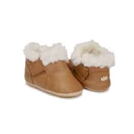 Chaussons Foublu - Camel - Easy Peasy, vue de côté sur fond blanc