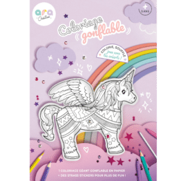 Coloriage gonflable géant - Licorne - Ara Créative, vue de l'emballage sur fond blanc