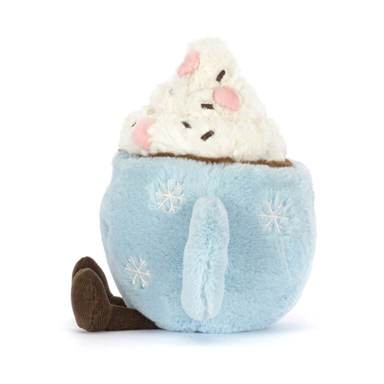 Doudou chocolat chaud Amuseables aux guimauves - Jellycat, vue de côté sur fond blanc