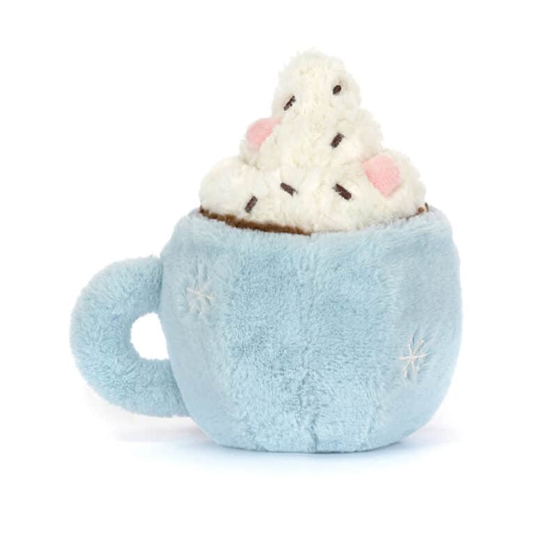 Doudou chocolat chaud Amuseables aux guimauves - Jellycat, vue de dos sur fond blanc