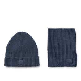 Coffret cadeau Lina – Bonnet & tour de cou – Bleu marine – Liewood - Vu de face sur fond blanc