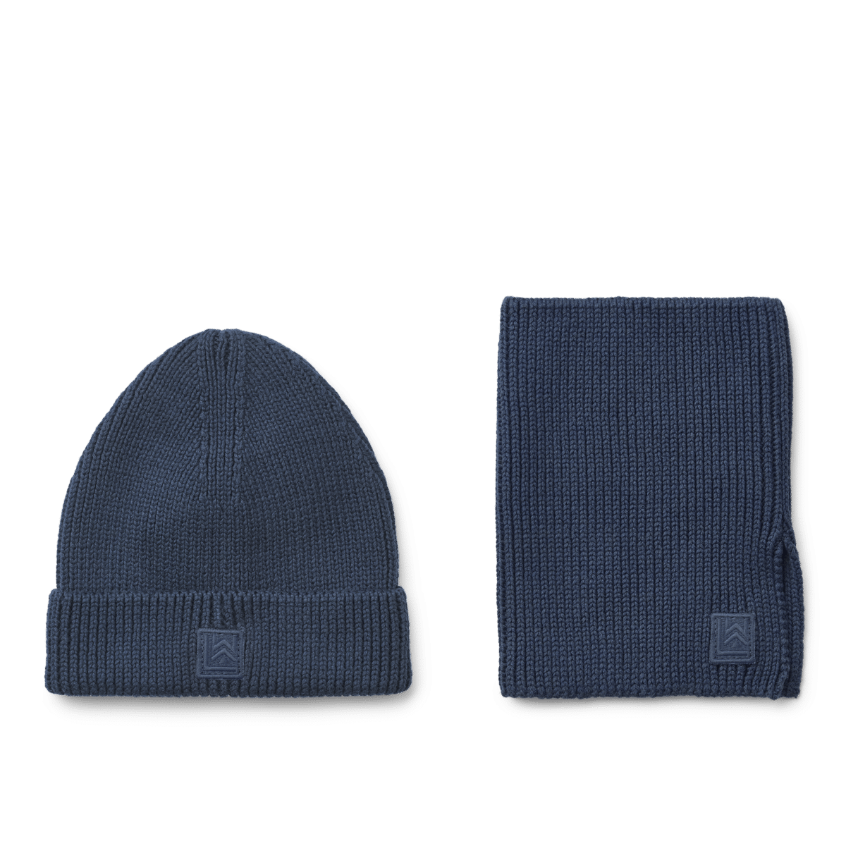 Coffret cadeau Lina – Bonnet & tour de cou – Bleu marine – Liewood - Vu de face sur fond blanc