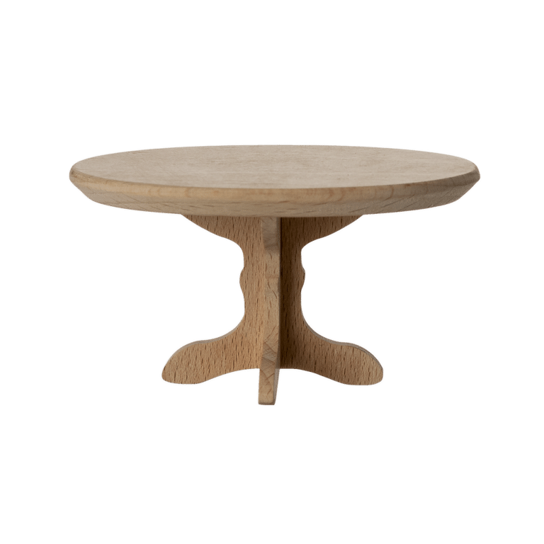 Table basse ovale - Bois naturel - Maileg, vue de face sur fond blanc