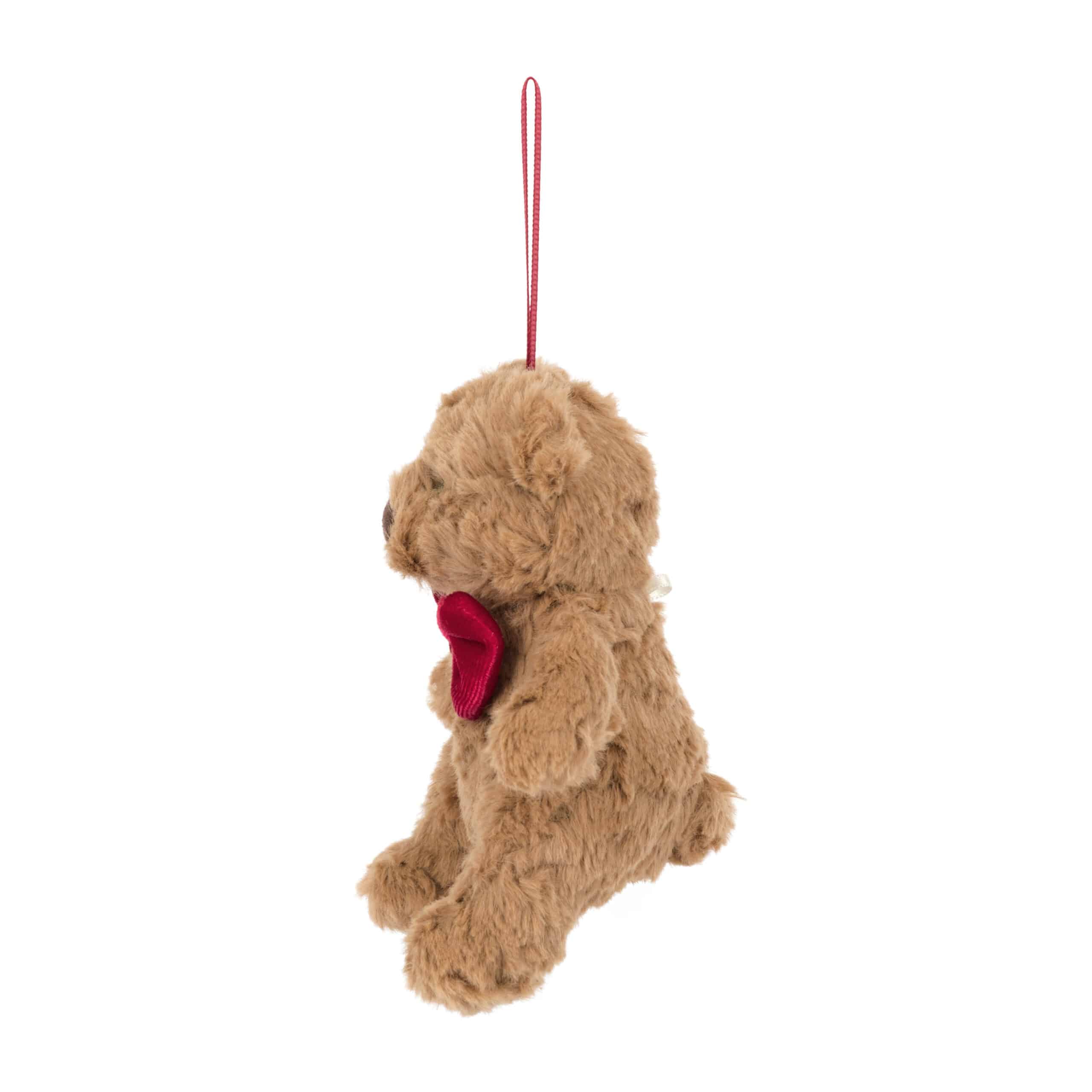 Décoration de sapin - Bartholomew l'ours avec son nœud papillon - Jellycat - Vu de côté sur fond blanc