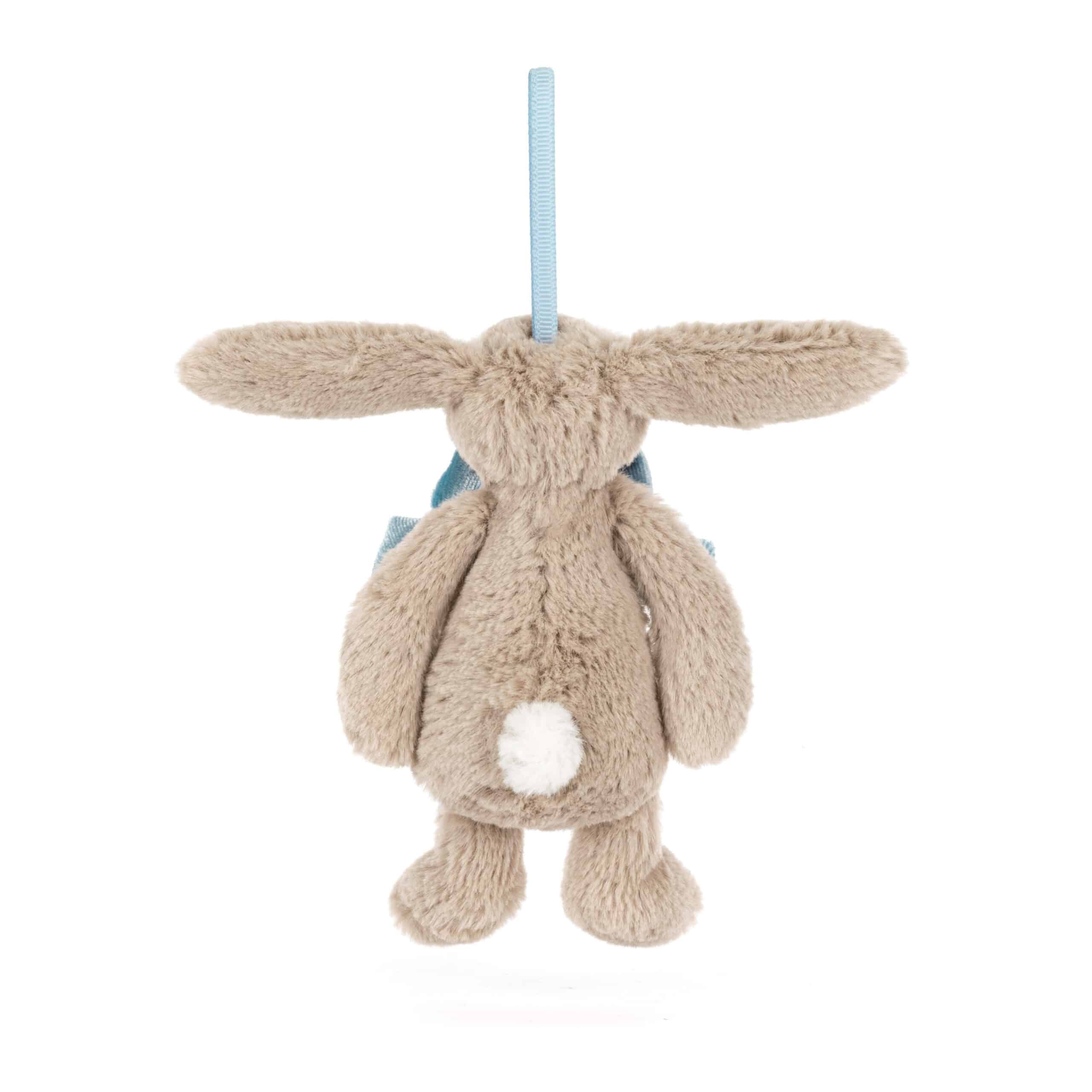 Décoration de sapin - Bashful lapin beige de Jellycat - Vu de dos sur fond blanc