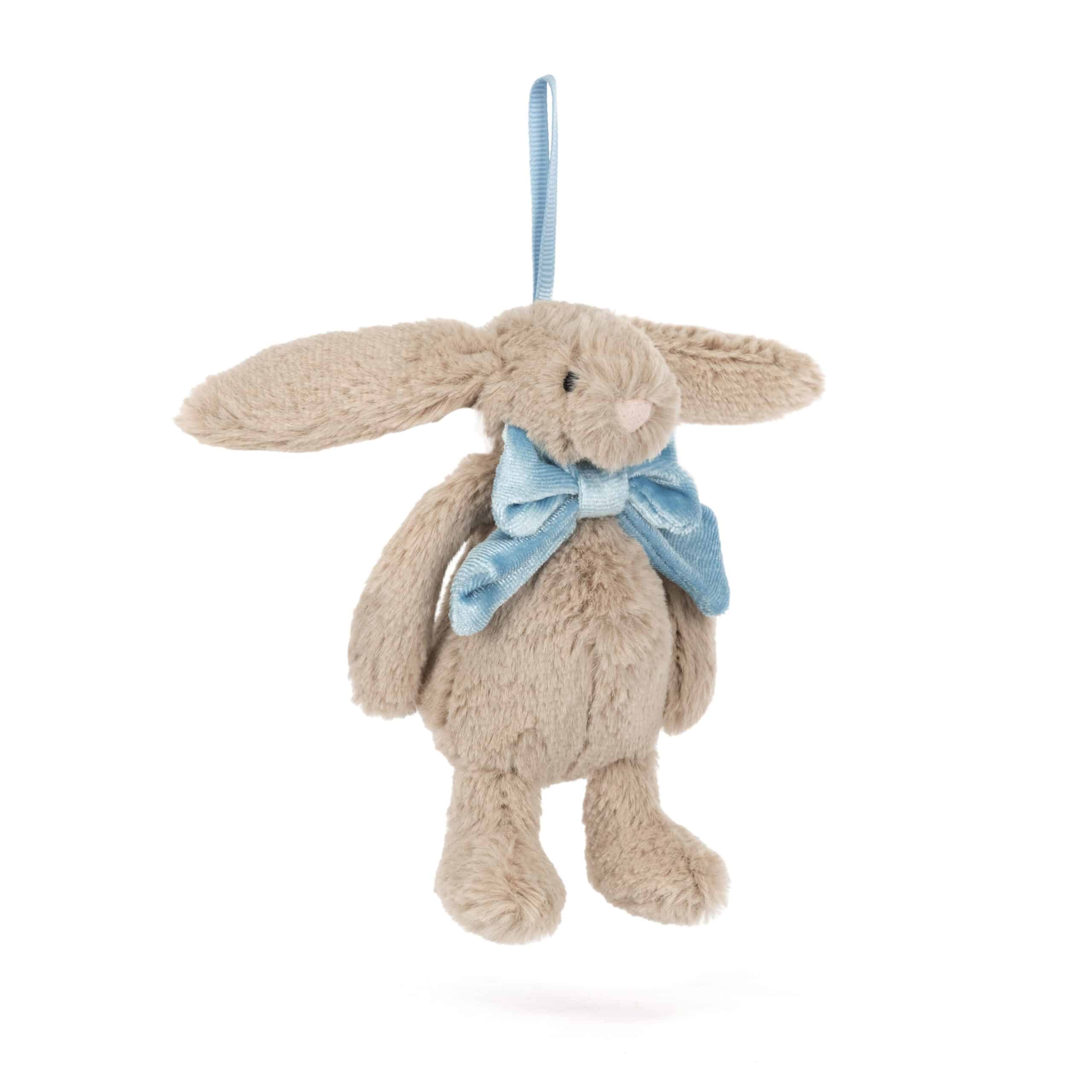 Décoration de sapin - Bashful lapin beige de Jellycat - Vu de face sur fond blanc