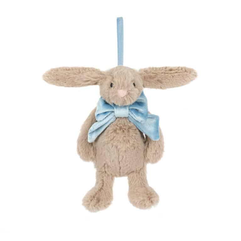 Décoration de sapin - Bashful lapin beige de Jellycat - Vu de face sur fond blanc