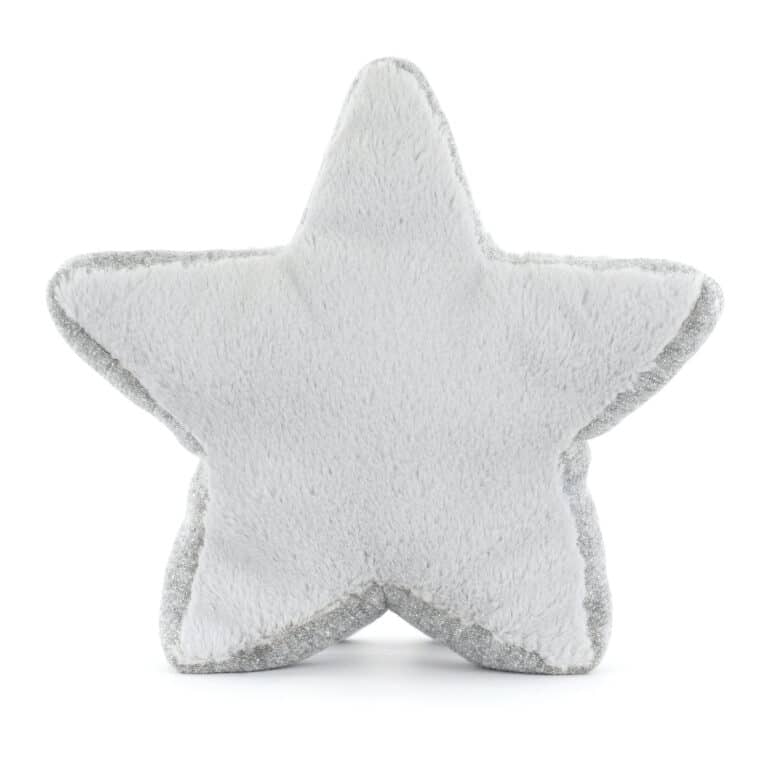 Doudou Amuseables Silver star – Tendresse étoilée argentée par Jellycat - Vu de dos sur fond blanc