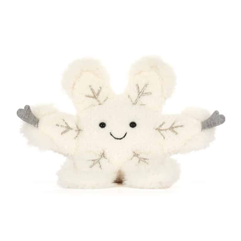 Doudou Amuseables Snowflake – Un flocon d'hiver à câliner de Jellycat - Vu de face sur fond blanc