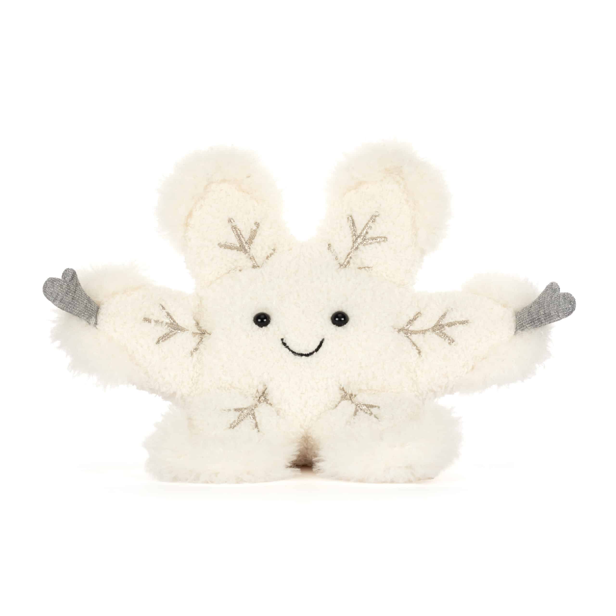 Doudou Amuseables Snowflake – Un flocon d'hiver à câliner de Jellycat - Vu de face sur fond blanc