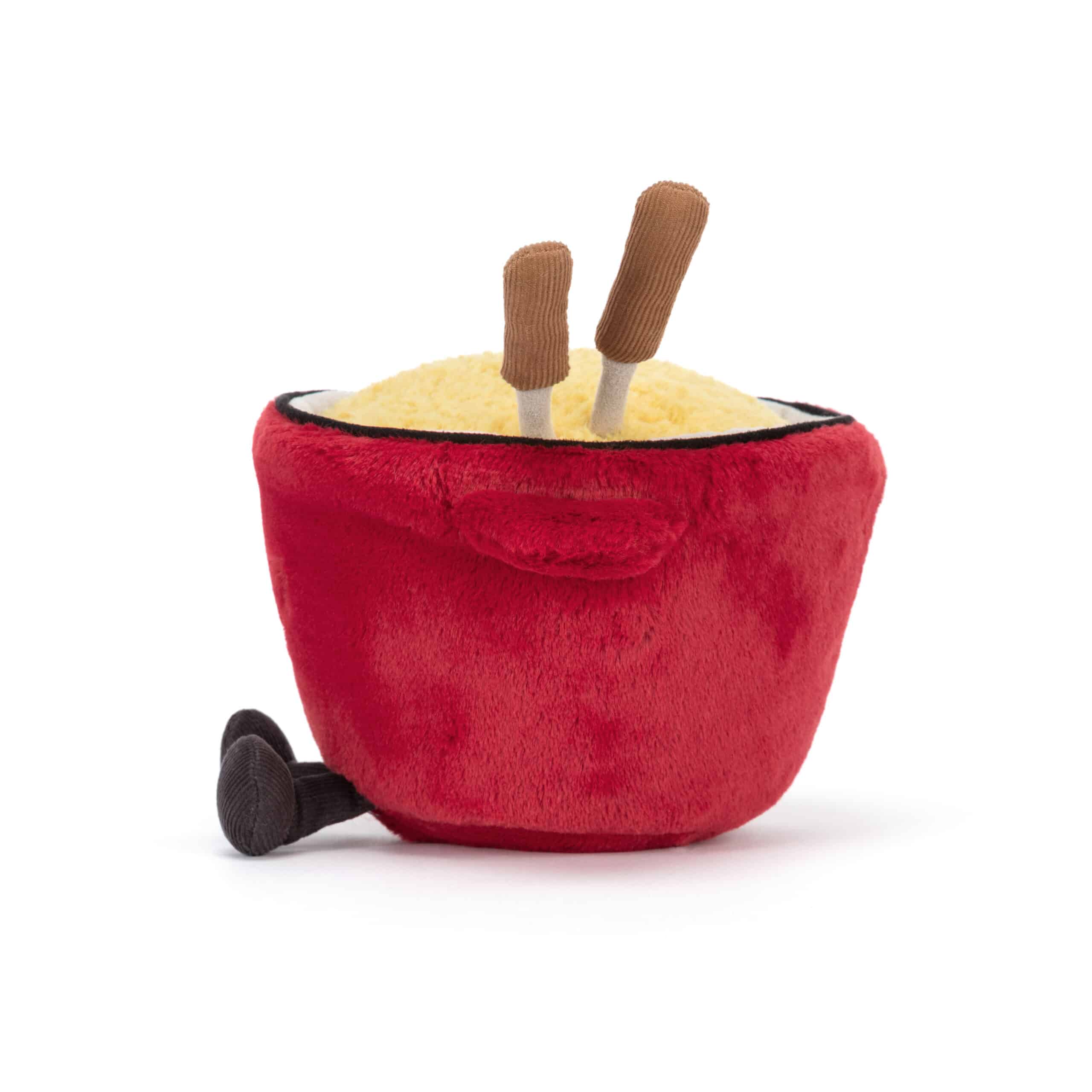 Doudou amuseables fondue au fromage de Jellycat - Vu de côté sur fond blanc