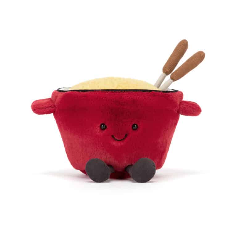 Doudou amuseables fondue au fromage de Jellycat - Vu de face sur fond blanc