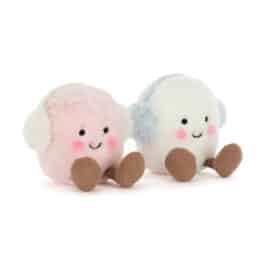 Doudou guimauves de Noël - Rose et blanche de Jellycat - Vu de face sur fond blanc