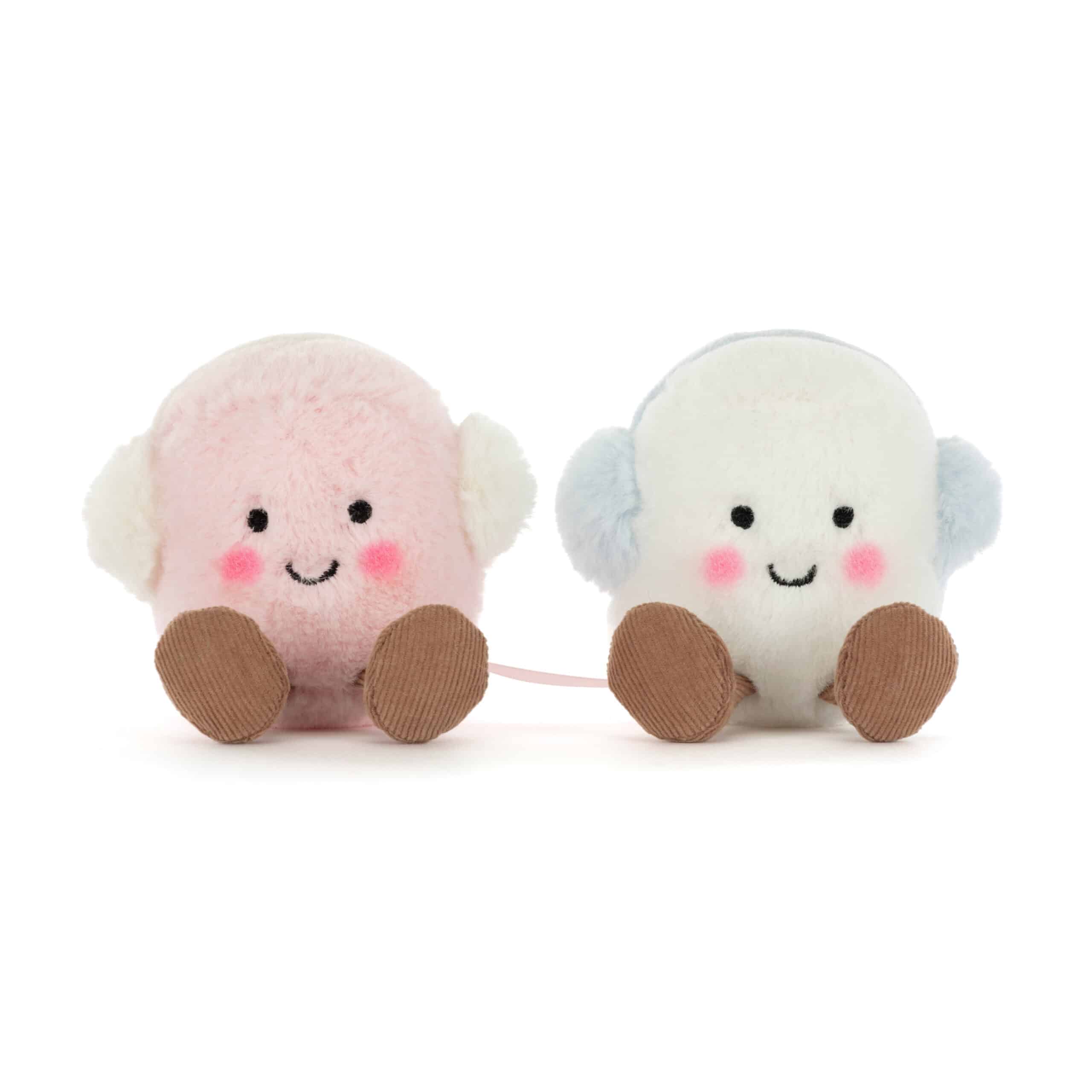 Doudou guimauves de Noël - Rose et blanche de Jellycat - Vu de face sur fond blanc