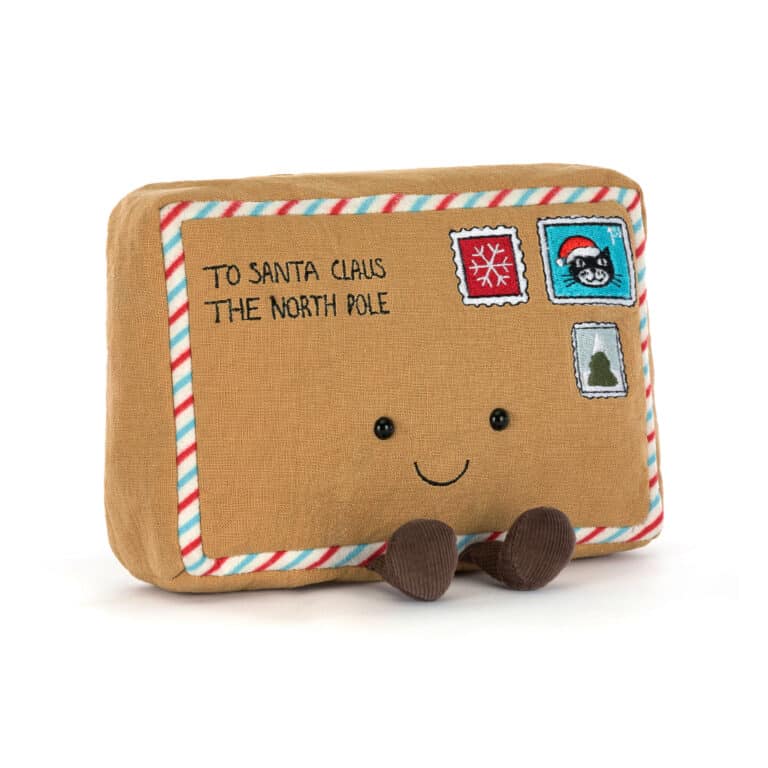 Doudou amuseables lettre au Père Noël de Jellycat - Vu de face sur fond blanc