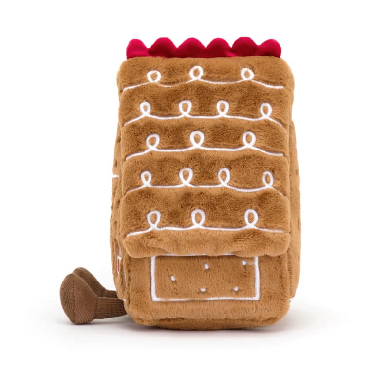 Doudou Amuseables Maison en Pain d’Épice – Jellycat - Vu de côté sur fond blanc