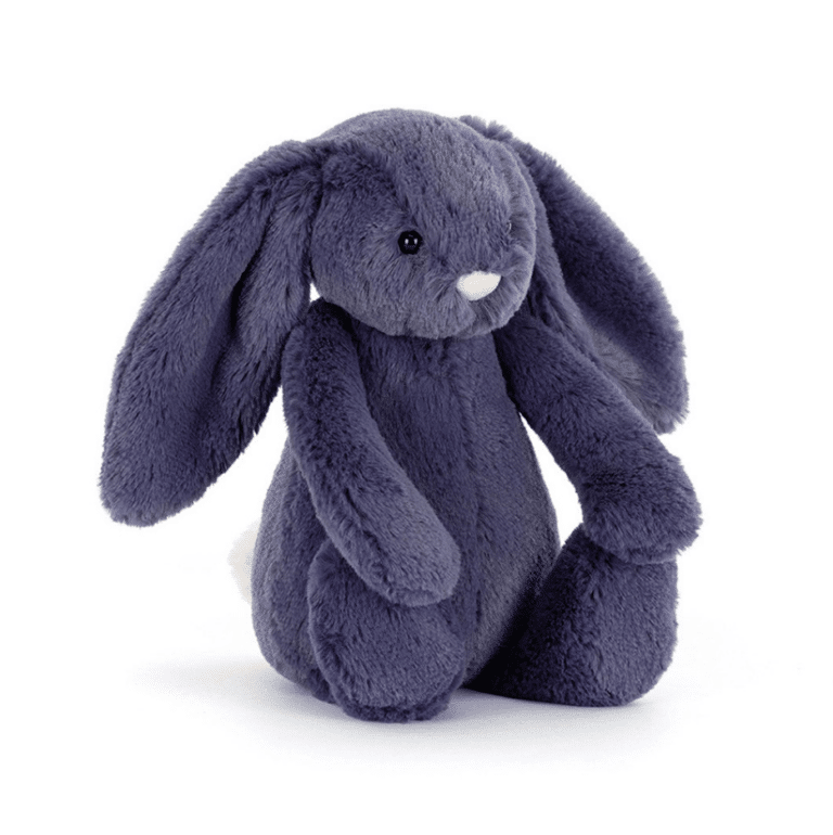 Doudou Lapin Bashful – Bleu marine – Jellycat - Vu de face sur fond blanc