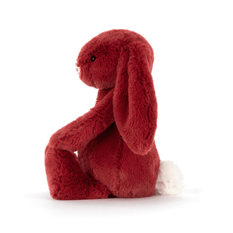 Doudou Lapin Bashful – Rouge – Jellycat - Vu de côté sur fond blanc