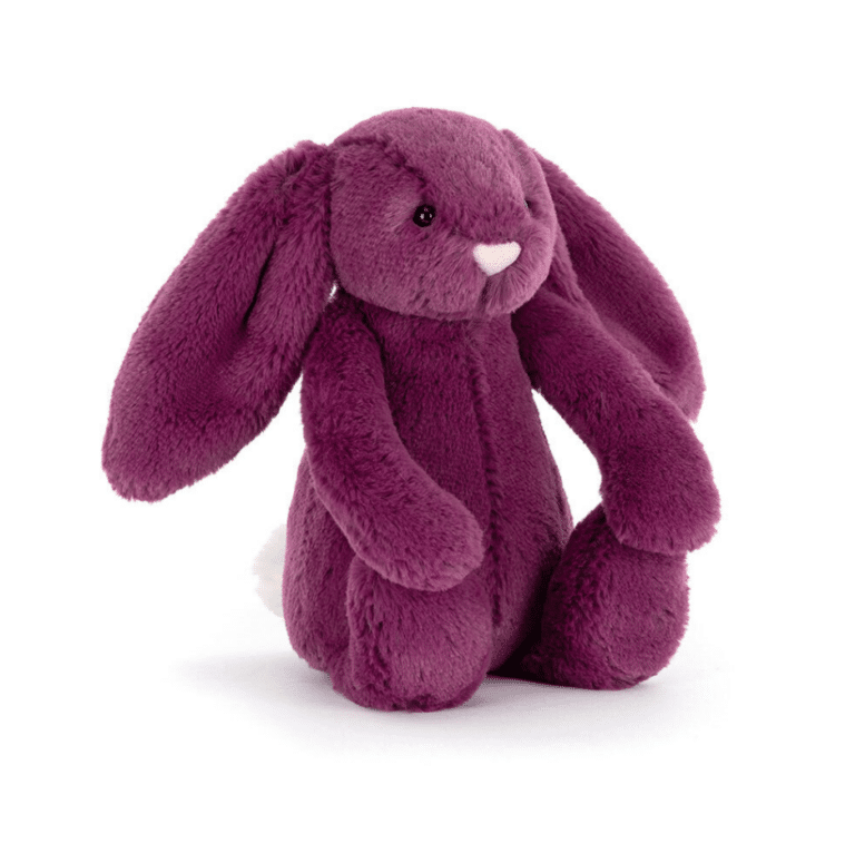 Doudou Lapin Bashful – Violet – Jellycat - Vu de face sur fond blanc