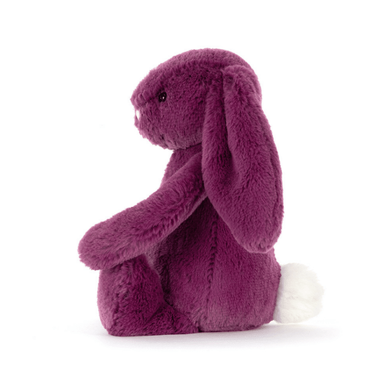 Doudou Lapin Bashful – Violet – Jellycat - Vu de côté sur fond blanc