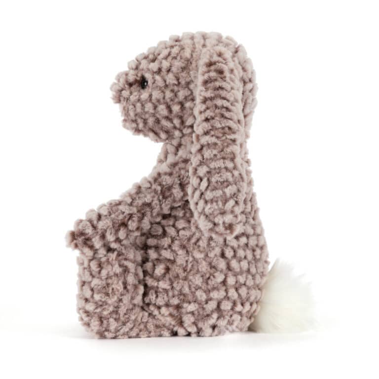 Doudou Bashful lapin de luxe Pine de Jellycat - Vu de côté sur fond blanc