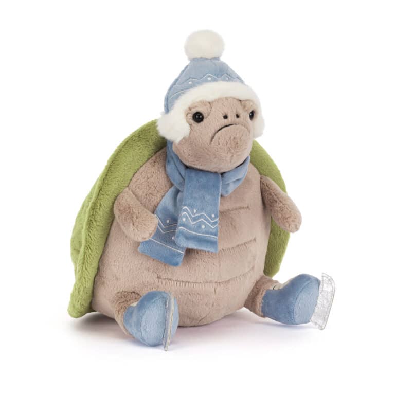 Doudou tortue Timmy patinage de Jellycat - Vu de face sur fond blanc Timmy Turtle 'Skating'
