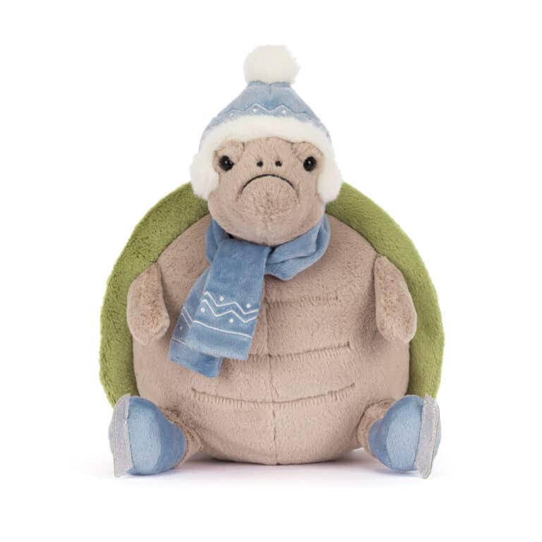 Doudou tortue Timmy patinage de Jellycat - Vu de face sur fond blanc