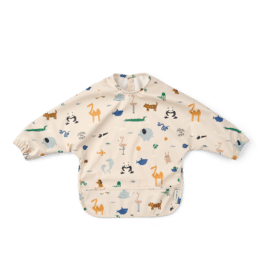 Bavoir à manches longues – À travers le monde – Liewood - Vu de face sur fond blanc