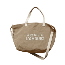 Sac XL velours - A la vie à l'amour - Zakuw - Vu de face sur fond blanc