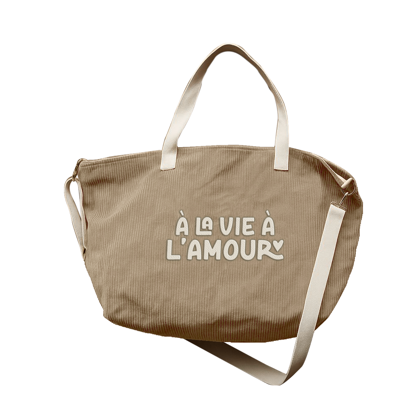 Sac XL velours - A la vie à l'amour - Zakuw - Vu de face sur fond blanc