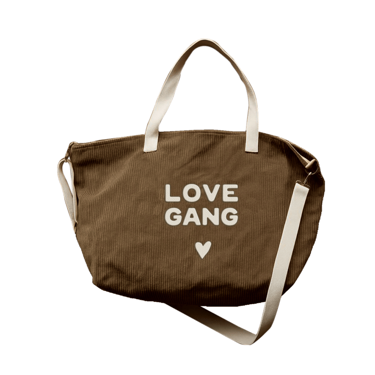 Sac XL Velours "Love Gang" - Zakuw - Vu de face sur fond blanc