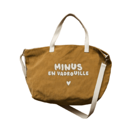 Sac XL Velours “Minus en Vadrouille” - Zakuw - Vu de face sur fond blanc