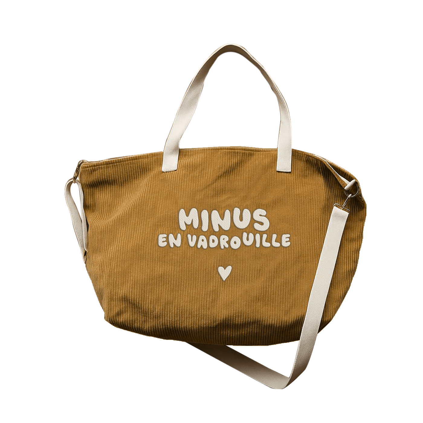 Sac XL Velours “Minus en Vadrouille” - Zakuw - Vu de face sur fond blanc